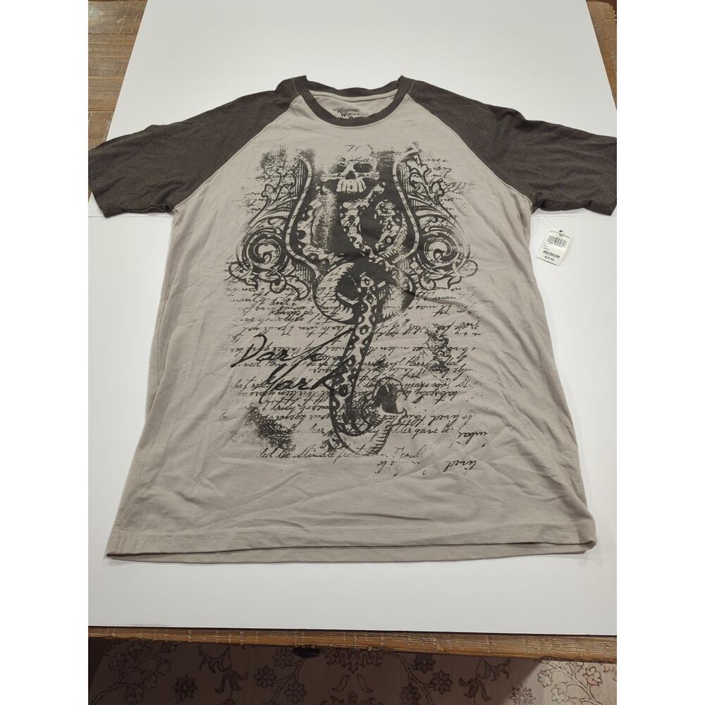 Harry Potter NWT Medium Short Sleeve Dark Mark T-shirt Light Gray Brown
